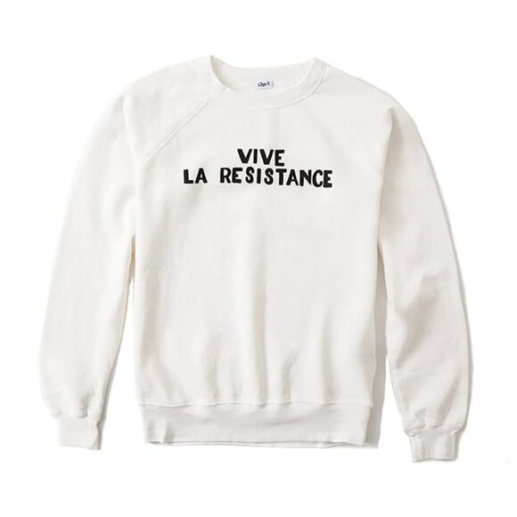 Clare V * VIVE LA RESISTANCE * White Sweatshirt Clare Vivier SIZE MEDIUM - Picture 1 of 7